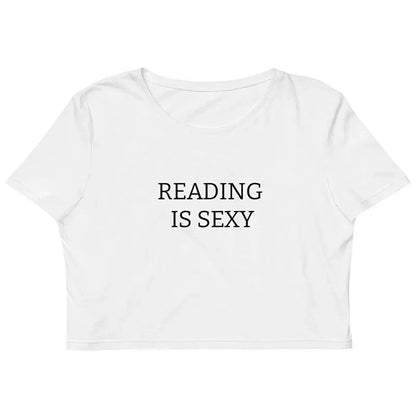 -Retro sports style outfit streetwear 90s fashion Reading is Sexy Letters Printing Women Short Sleeve Crop Tops Summer Cotton Slim Sexy Shirts White Street Fashion Y2K Tees