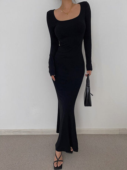 Sexy New Bodycon Women Midi Black Dress Elegant Autumn Party Slim Casual Evening Club Vestidos Female Fashion Chic Long Robe