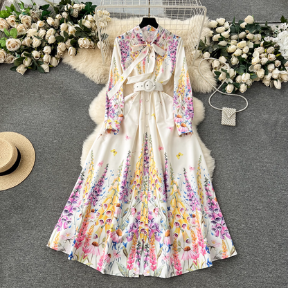 - Retro palace style long printed elegant dress  GEU1169