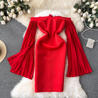 - Off The Shoulder Red Party Dress  GEU810