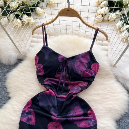 - Butterfly print strappy dress GEU1115