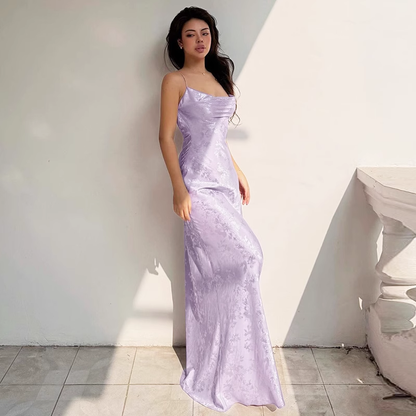 - Purple Backless Suspender Dress GEU1380