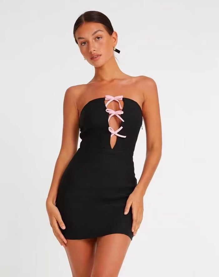 Zena Bow Detail Mini Dress