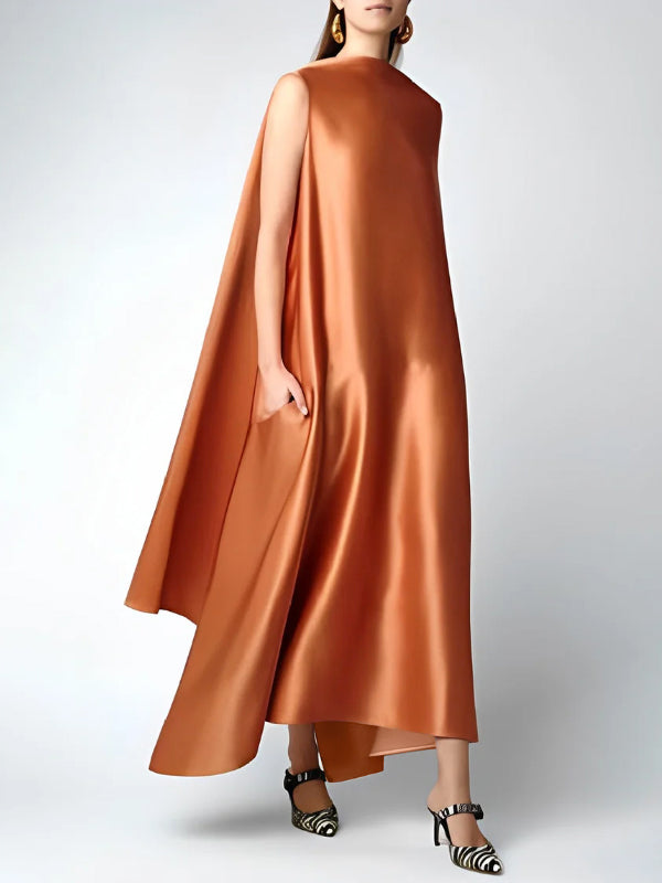 vmtvr - Loose Sleeveless Solid Color Round-Neck Maxi Dresses