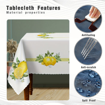 1pc Lemon Print Tablecloth - Small Fresh Style, Stain & Waterproof, Easy-Care Design - Spring-Themed Table Decor for Your Home