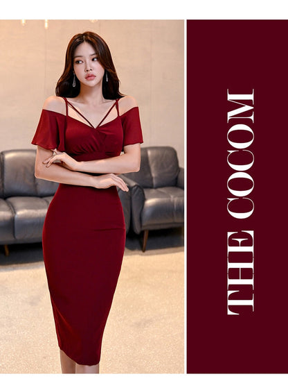 vmtvr - Autumn Vintage Sexy Vestidos Simple Chic Neck Party Dress Women Office Bodycon Sheath Casual Pencil