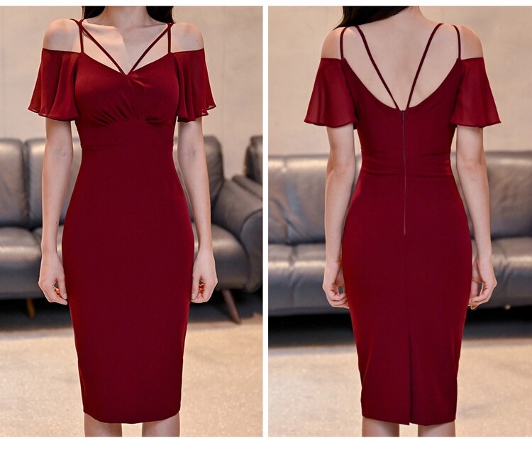 vmtvr - Autumn Vintage Sexy Vestidos Simple Chic Neck Party Dress Women Office Bodycon Sheath Casual Pencil