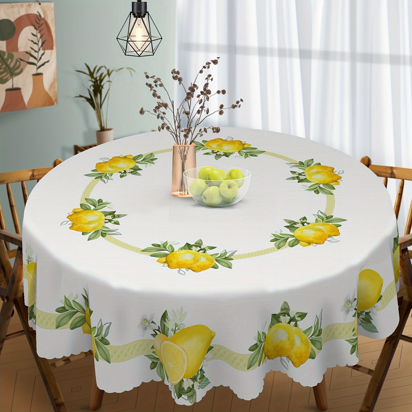 1pc Lemon Print Tablecloth - Small Fresh Style, Stain & Waterproof, Easy-Care Design - Spring-Themed Table Decor for Your Home