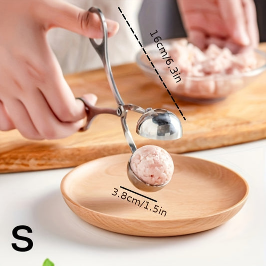 1pc Meat Ballers, Stainless Steel Non-stick Meatball Maker, Tongs, Cake Pop Meatball Maker Ice Tongs, Cookie Dough Scoop For Kitchen