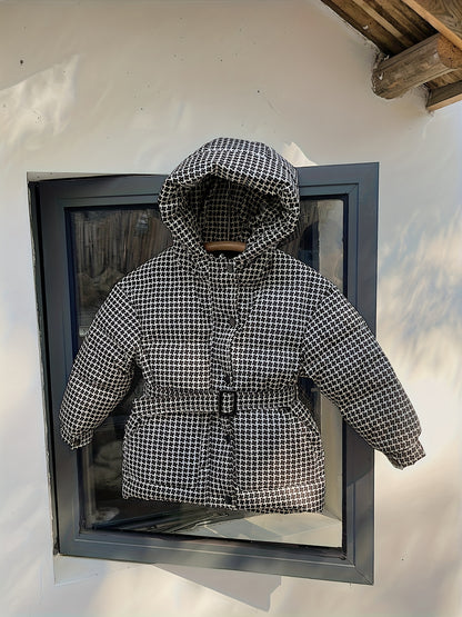 Boys/ Girls Warm Down Jackets With Belt & Pockets, Winter Clothes