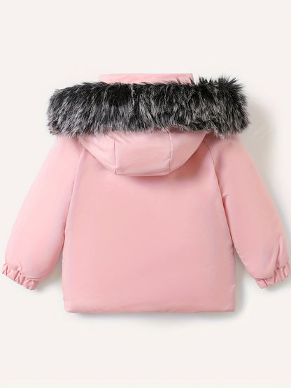 Cozy Boys' Hooded Jacket With Removable Fleece Collar - Casual & Warm Autumn And Winter Coat For Young Ones