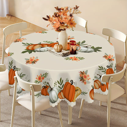 1pc, Waterproof and Stain-Resistant Fall Tablecloth with Pumpkin, Maple Leaf, and Fallen Leaf Print - Perfect for Indoor and Outdoor Dining and Party Decor