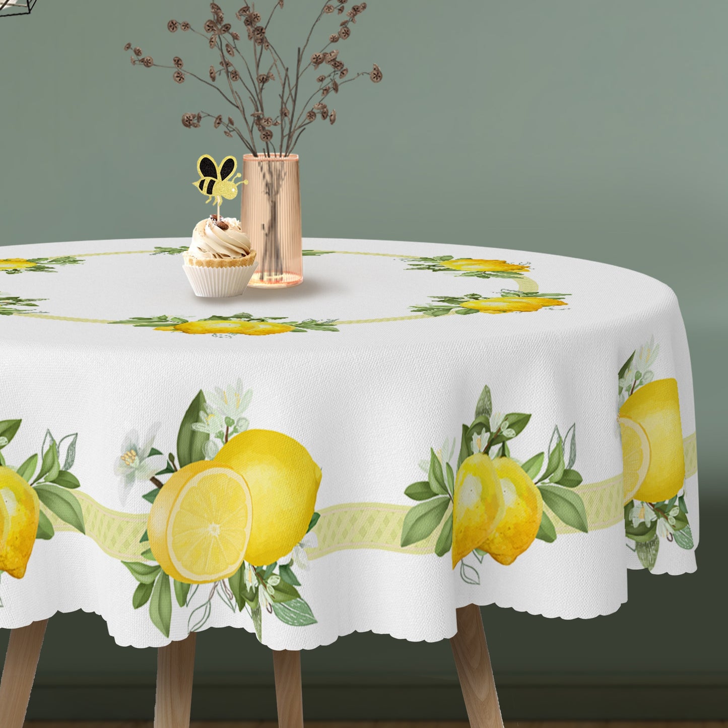 1pc Lemon Print Tablecloth - Small Fresh Style, Stain & Waterproof, Easy-Care Design - Spring-Themed Table Decor for Your Home