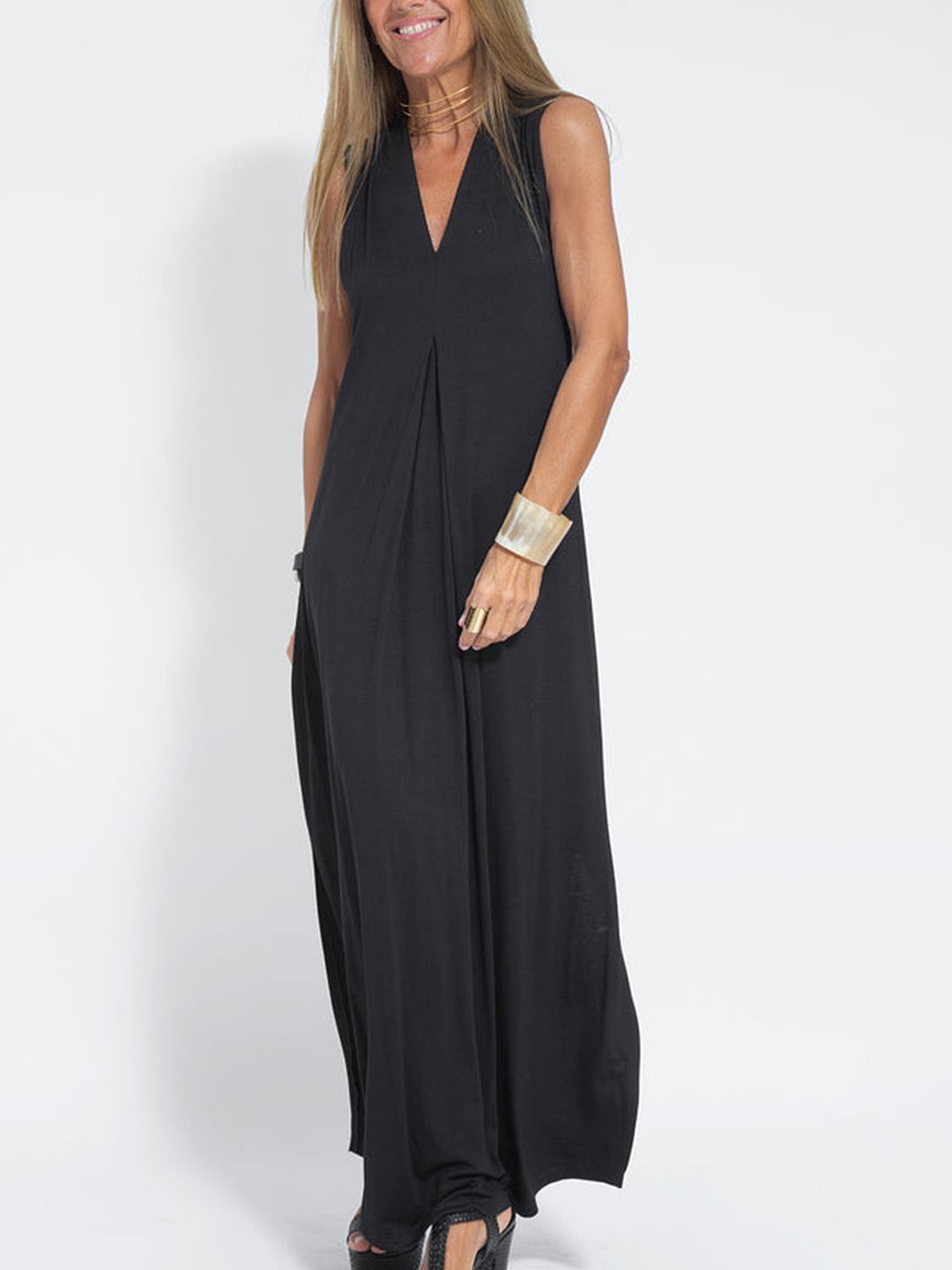 vmtvr - Women Casual Solid Color Sleeveless Maxi Dress