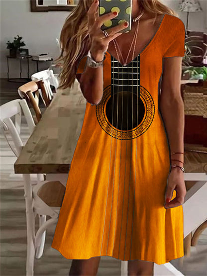 vmtvr - Guitar Inspired Gradient V Neck Midi Dress