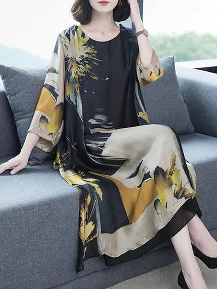 Women's Shift Dress Maxi Long Dress - Long Sleeve Geometric Hot Slim Black