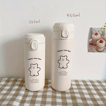 1pc, Cute Bear Vacuum Flask, Stainless Steel Insulated Water Bottles, Travel Thermal Cups, For Hot And Cold Beverages, Summer Winter Drinkware, Gifts