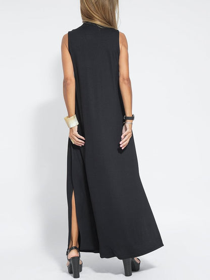 vmtvr - Women Casual Solid Color Sleeveless Maxi Dress