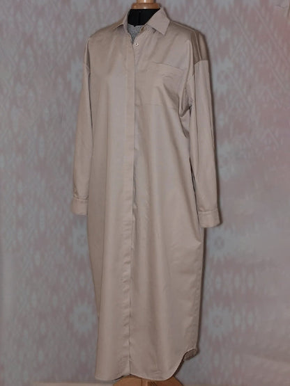 Simple Loose Buttoned Solid Color Lapel Maxi Dresses