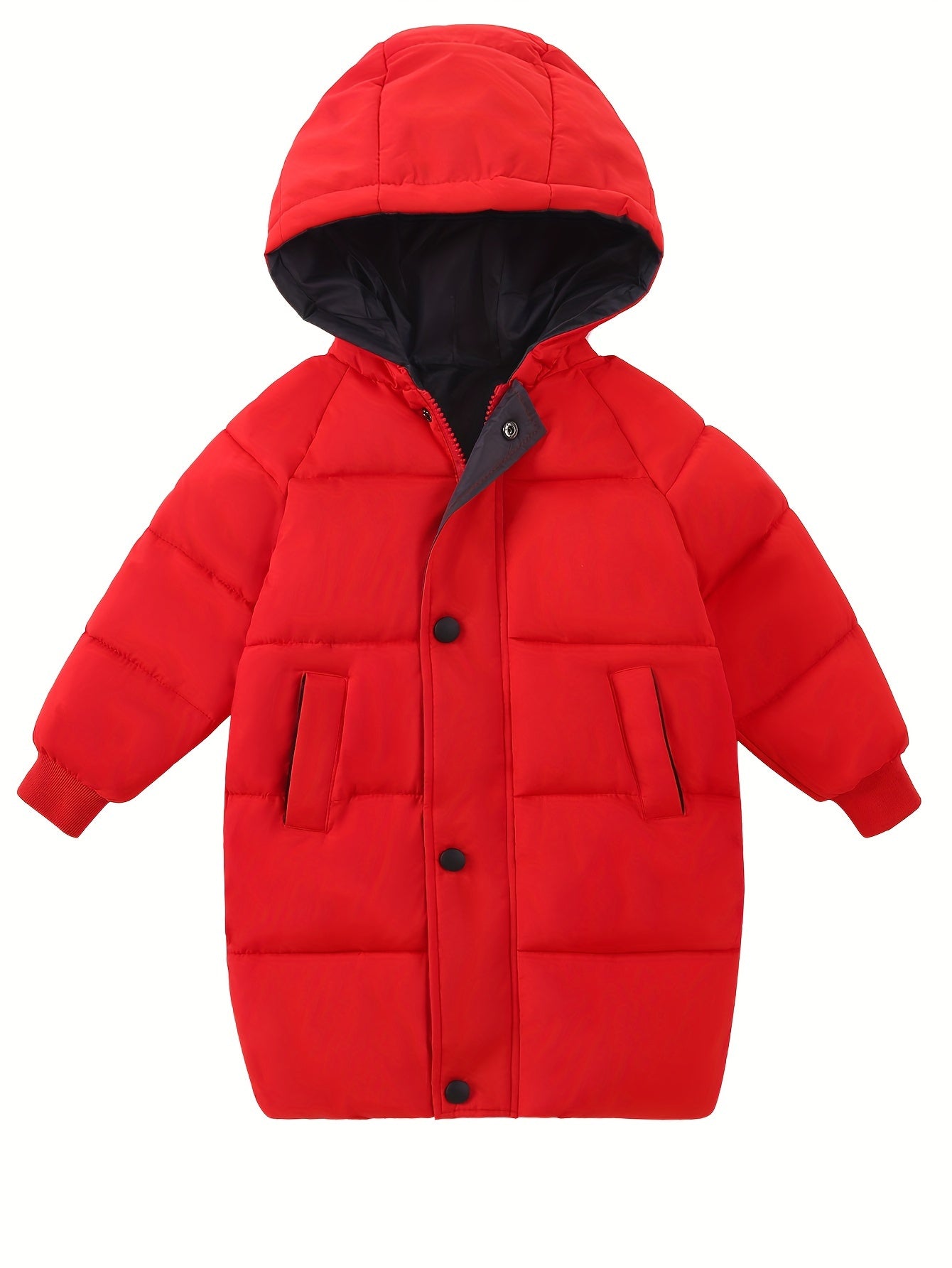 Kid's Medium Length -padded Jacket, Warm Zip Up Hooded Coat, Boy's Clothes For Winter Outdoor, As Gift