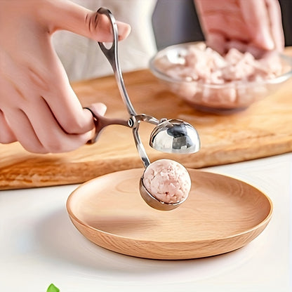 1pc Meat Ballers, Stainless Steel Non-stick Meatball Maker, Tongs, Cake Pop Meatball Maker Ice Tongs, Cookie Dough Scoop For Kitchen