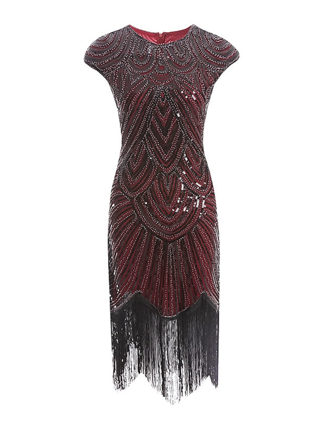 Women‘s Halloween Dress Party Dress Fringe Dress Sequin Dress Midi Dress Silver Black White Sleeveless Floral Sequins Summer Spring Fall Crew Neck Party Party Summer Dress  XS S M L XL XXL