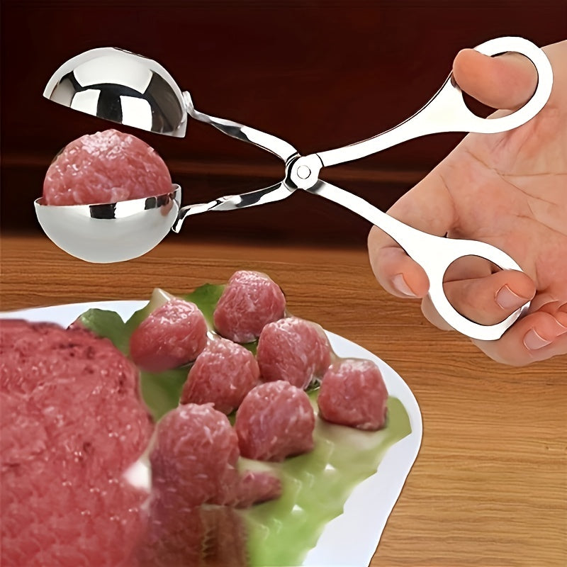 1pc Meat Ballers, Stainless Steel Non-stick Meatball Maker, Tongs, Cake Pop Meatball Maker Ice Tongs, Cookie Dough Scoop For Kitchen