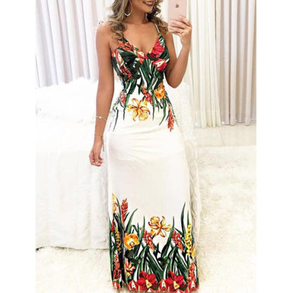 vmtvr Summer Women Lady Sexy Sleeveless Strap Deep V-Neck Long Maxi Evening Party Elegant Dress Sundress